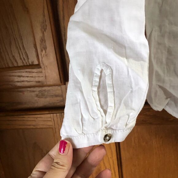 Massimo Dutti Ruffle Linen Hidden Front Button Up Blouse Size 36 - Picture 7 of 13